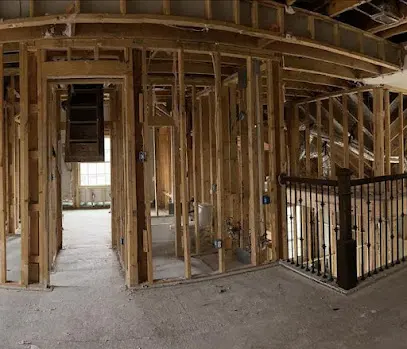 Interior framing opened to the studs for structural drying